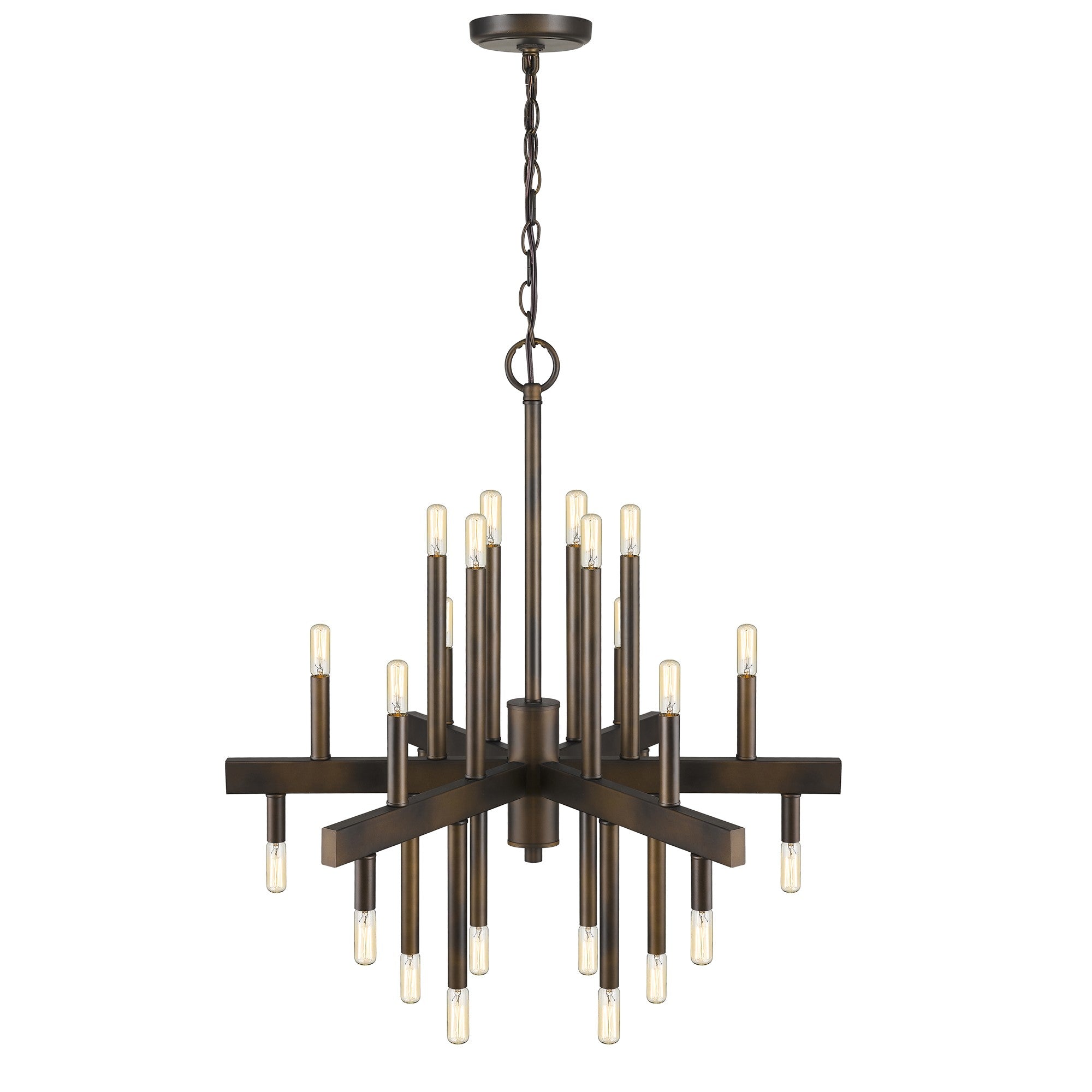 Brown Candle Style Multi Light Metal Dimmable Chandelier