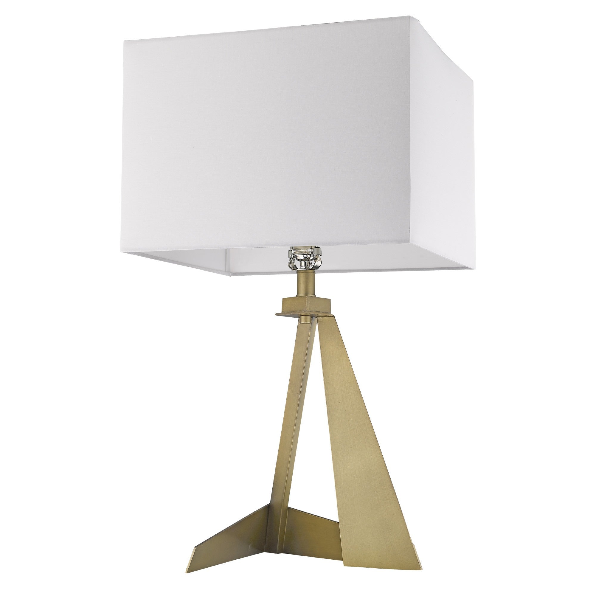25" Brass Metal Novelty Table Lamp With White Shade