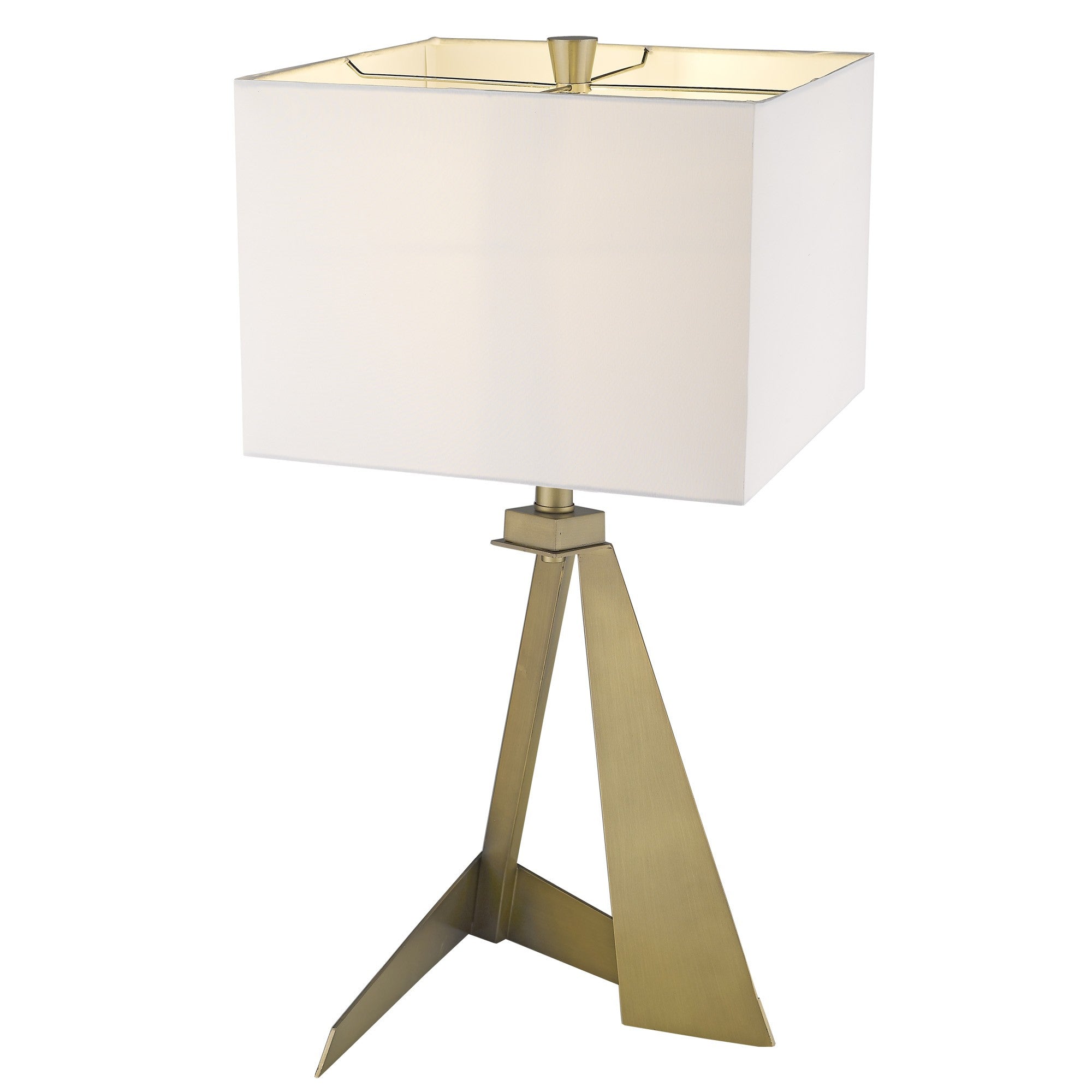 25" Brass Metal Novelty Table Lamp With White Shade