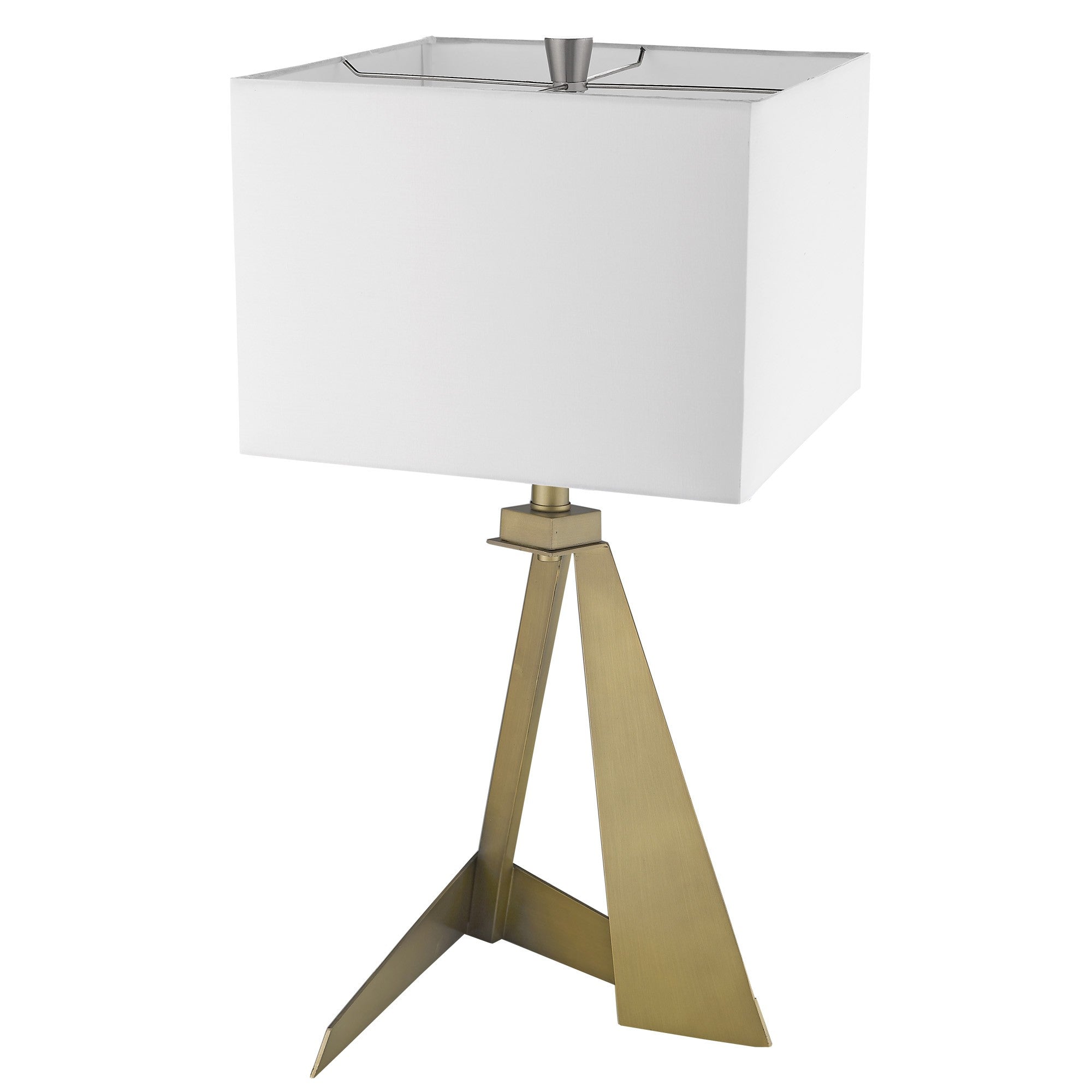 25" Brass Metal Novelty Table Lamp With White Shade