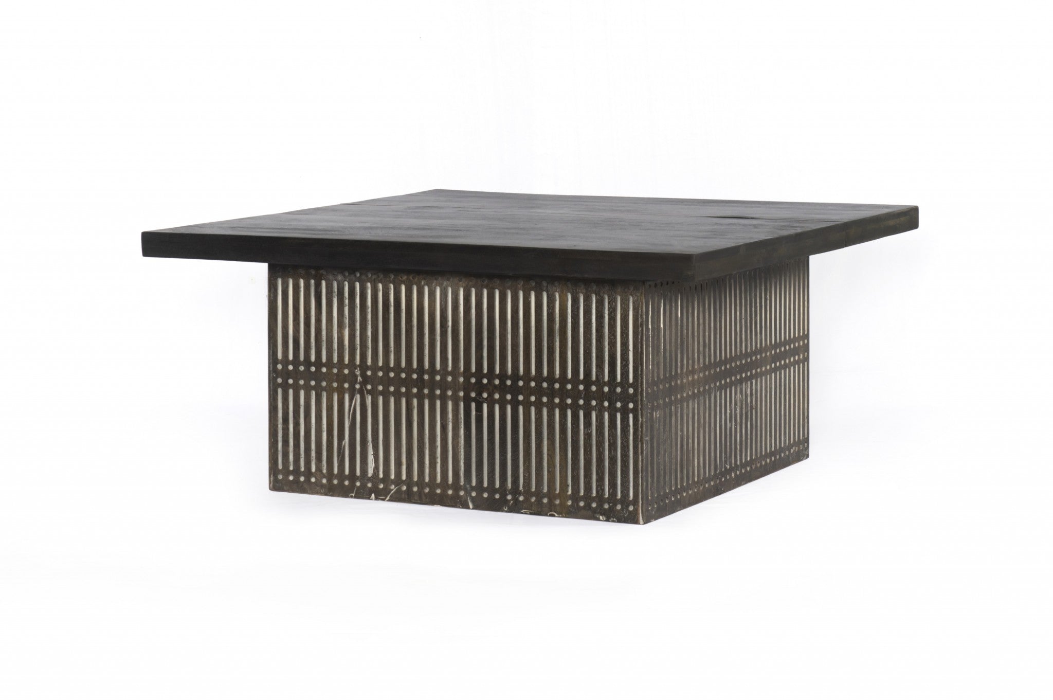 40" Brown Solid Wood Lift Top Pedestal Coffee Table