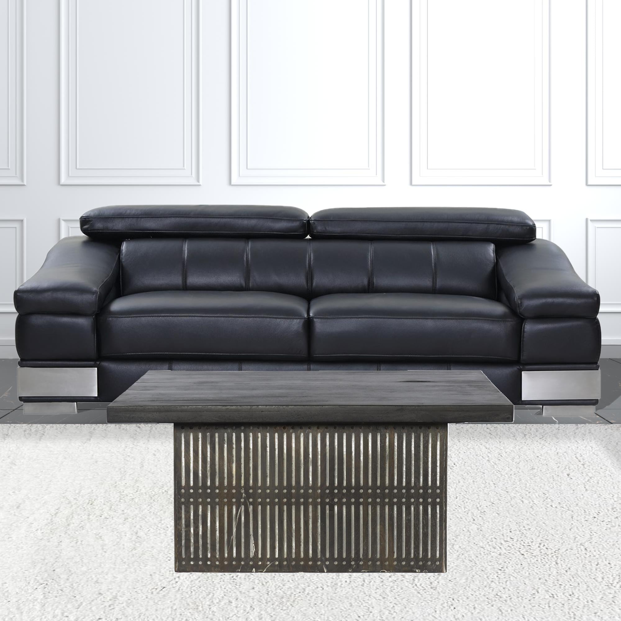 40" Brown Solid Wood Lift Top Pedestal Coffee Table