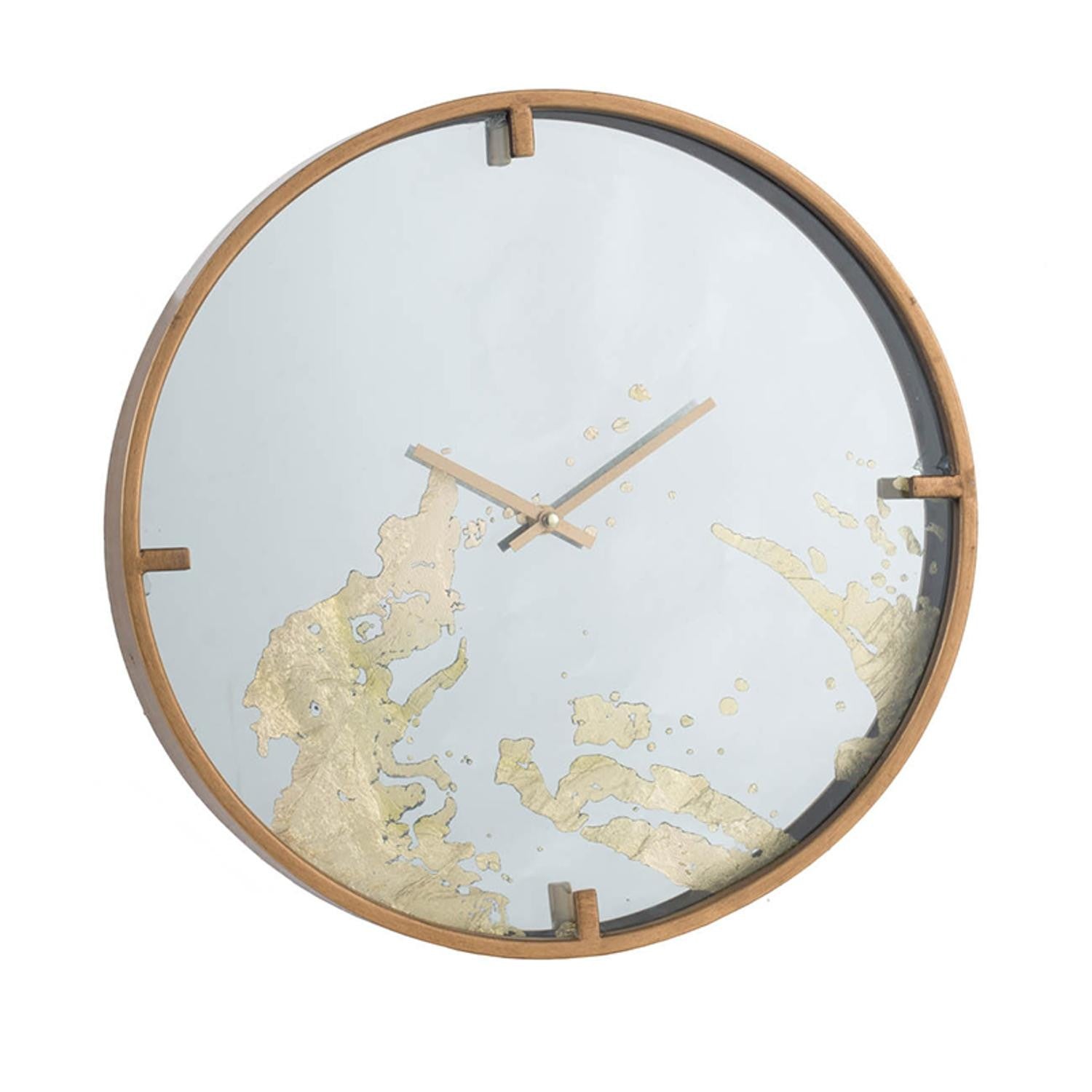 2" Round Gold And White Wood Analog Wall Clock