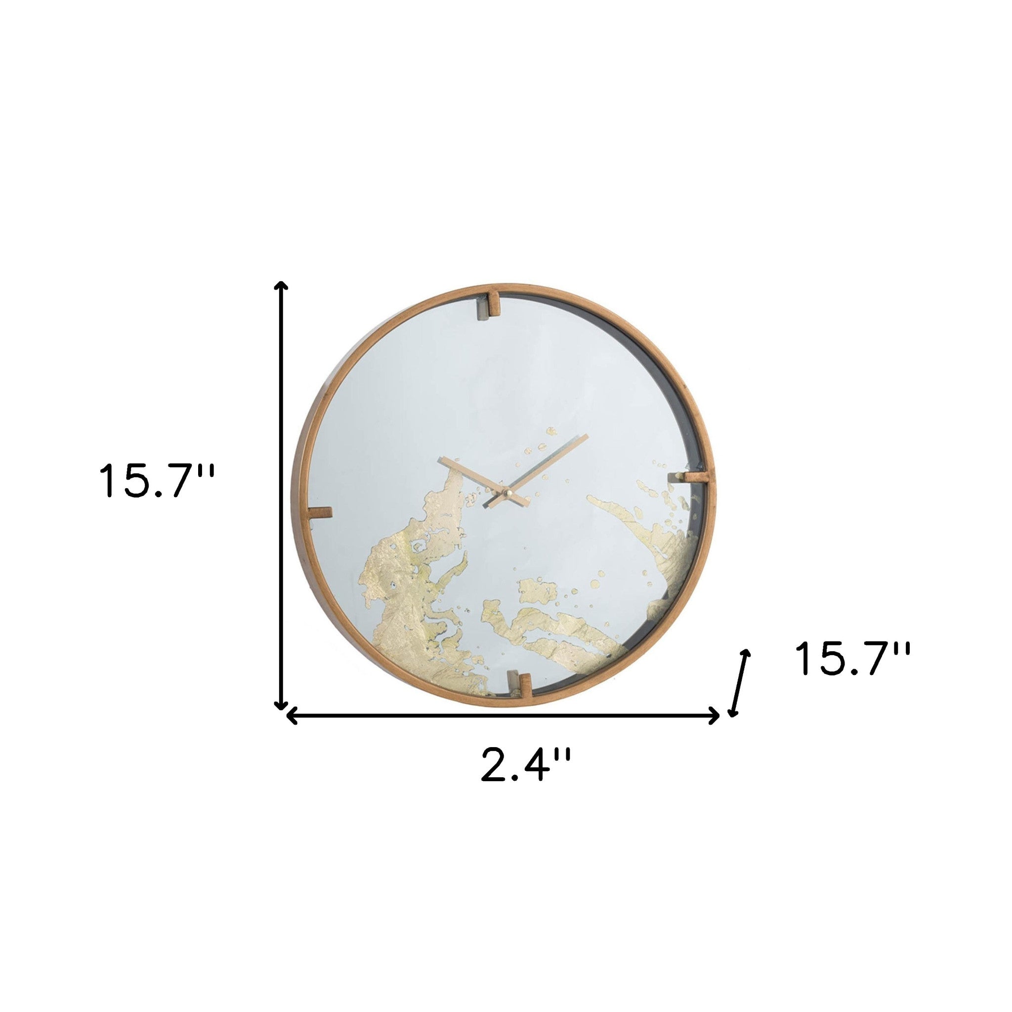 2" Round Gold And White Wood Analog Wall Clock