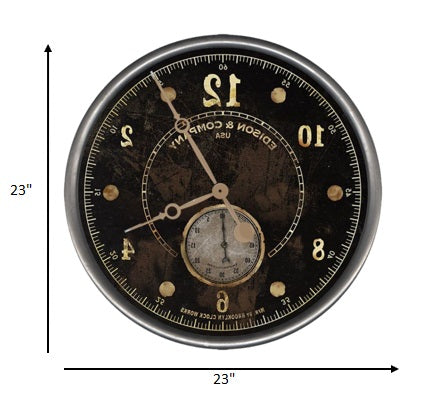 23" Vintage Look Black Wall Clock