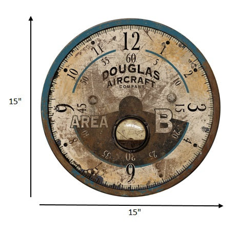 15" Vintage Teal Aviator's Wall Clock