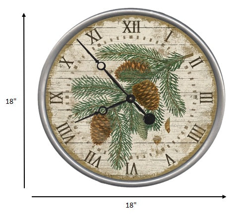 18" Vintage Douglas Fir Pine Sprig Wall Clock
