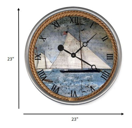 23" Vintage Nautical Sailboats Wall Clock