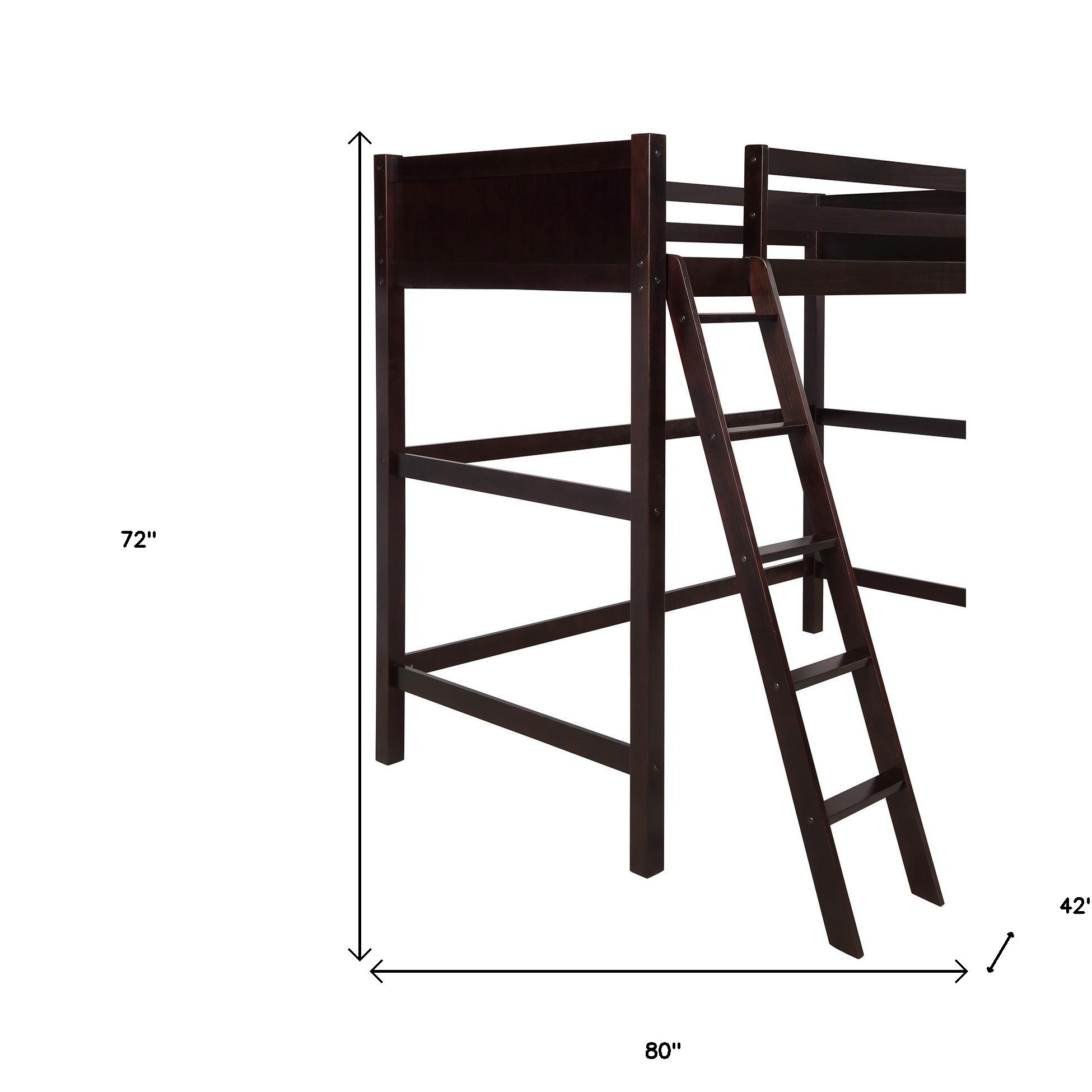 Brown Twin Size Hight Loft Bed