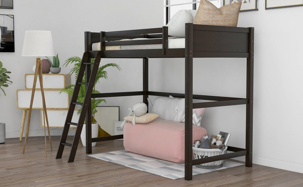 Brown Twin Size Hight Loft Bed