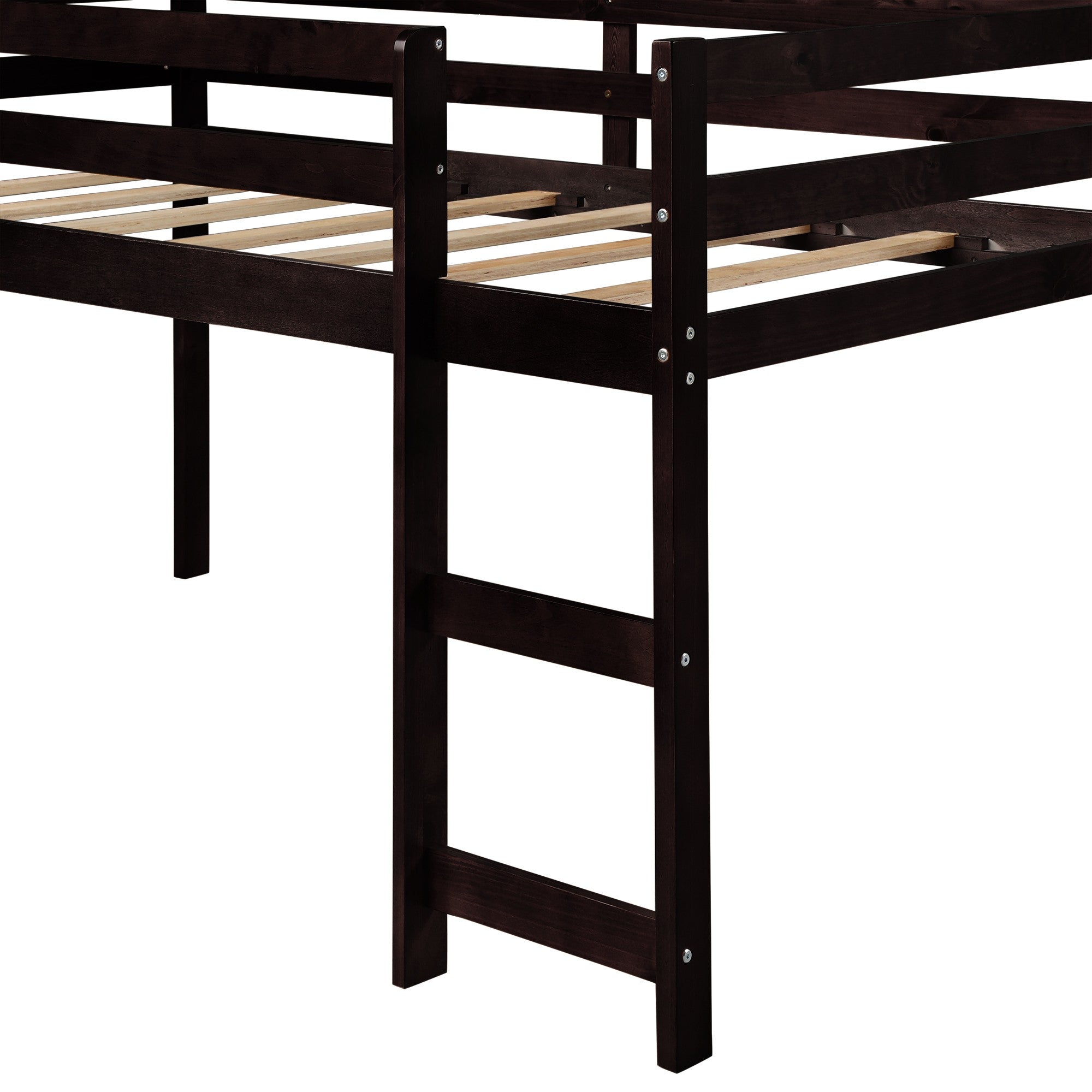 Brown Low Loft Bed With Slide