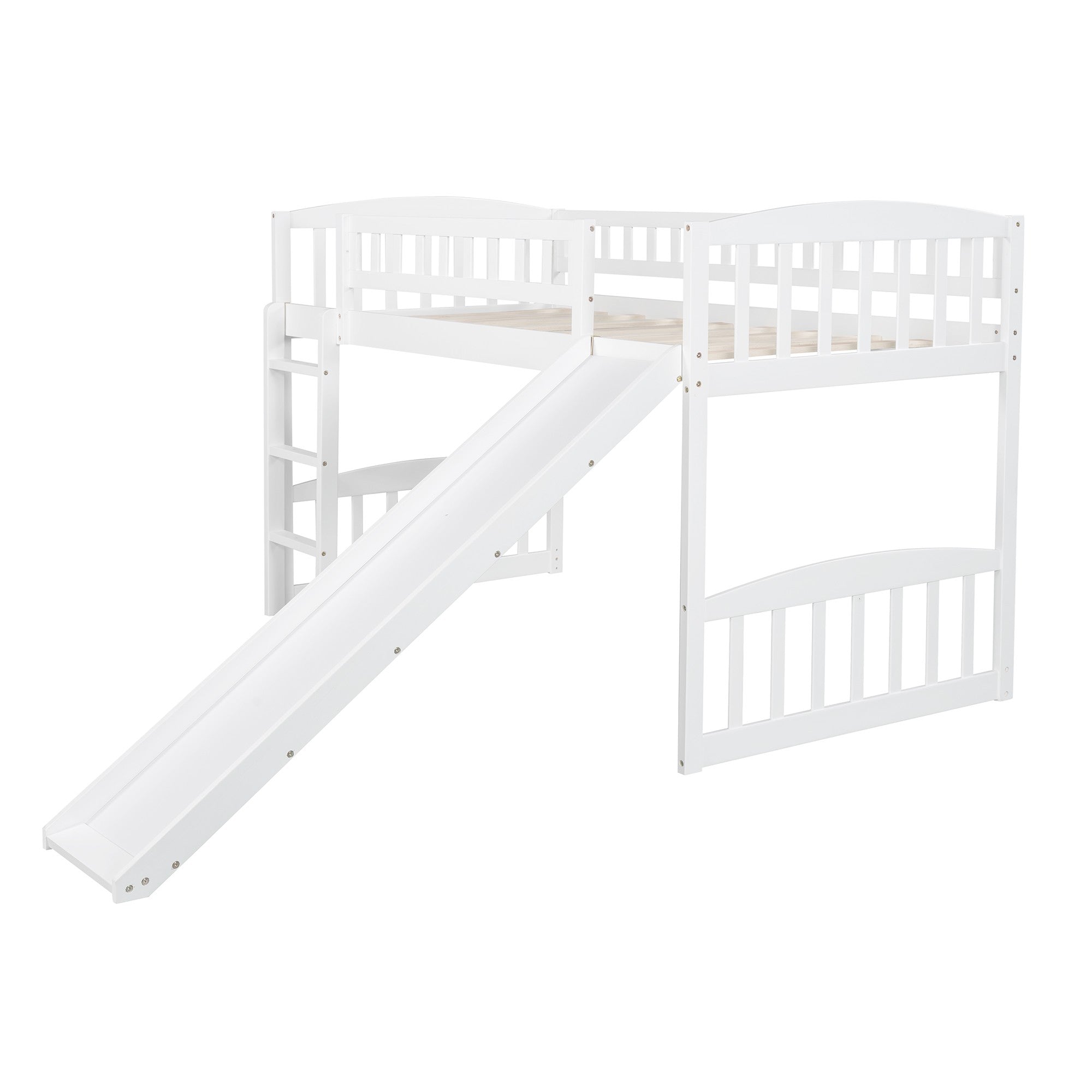 White Twin Traditional Manufactured Wood and Solid Wood Bunk Bed