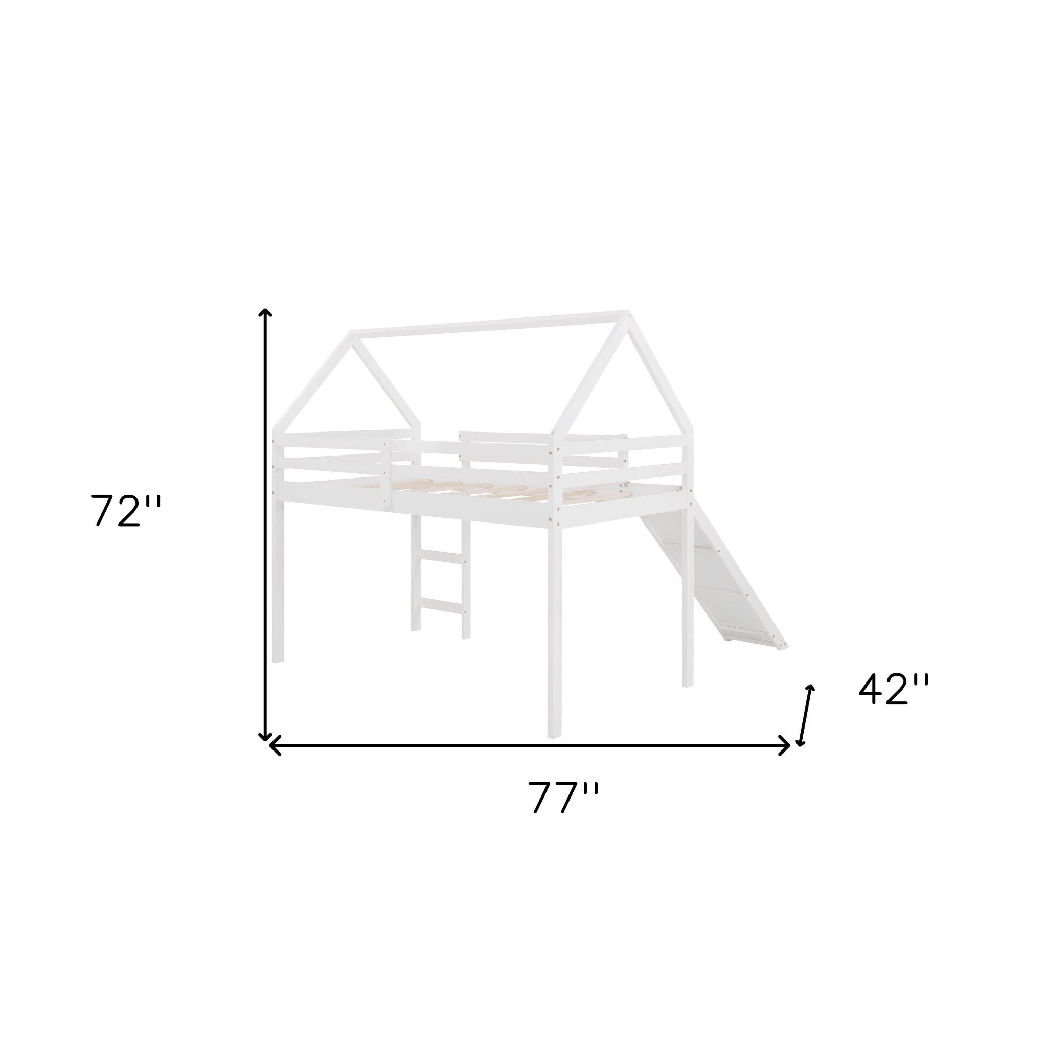 White Twin Size Slide House Loft Bed