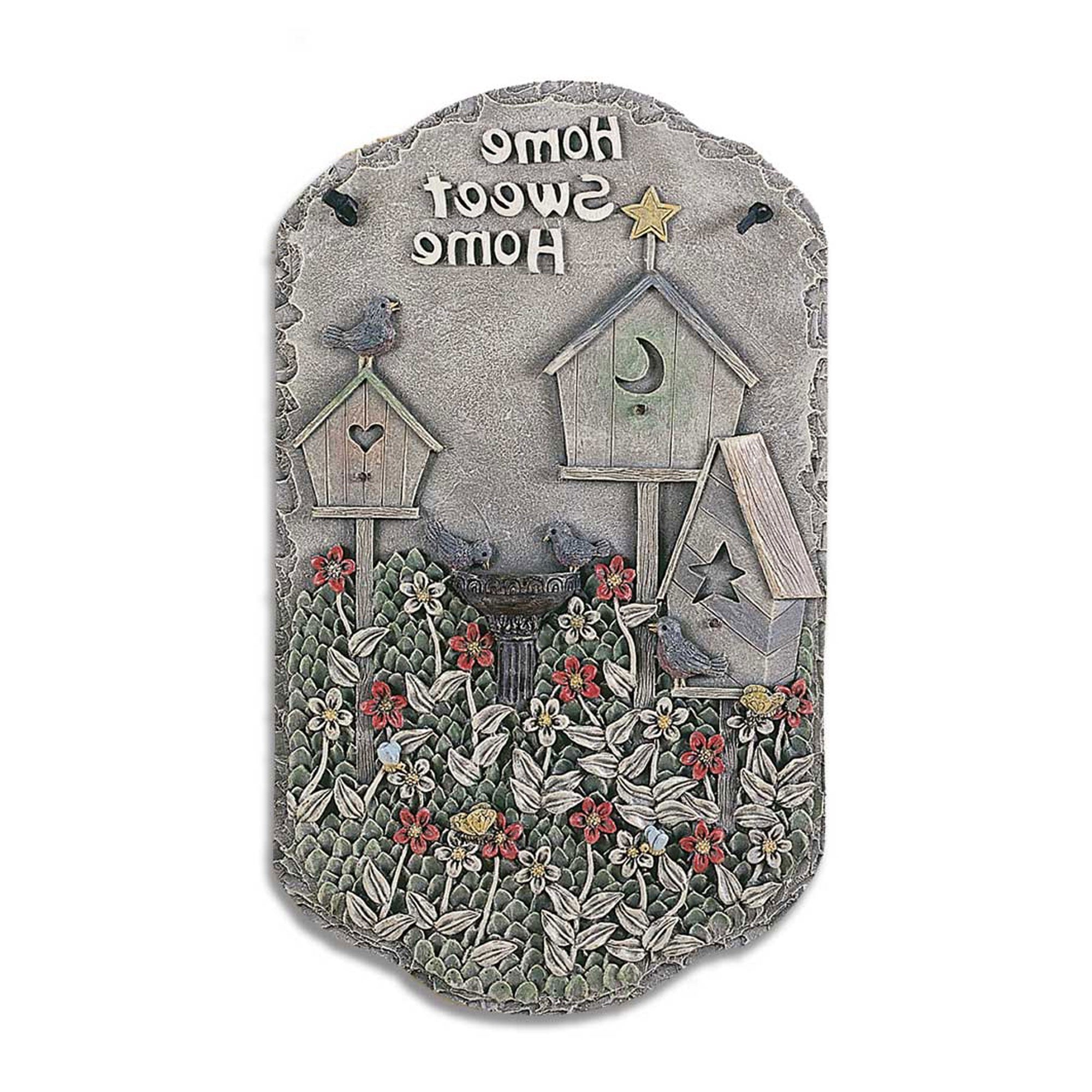 13" X 8" Gray And Ivory Bird Home Sweet Home Polyresin Wall Decor