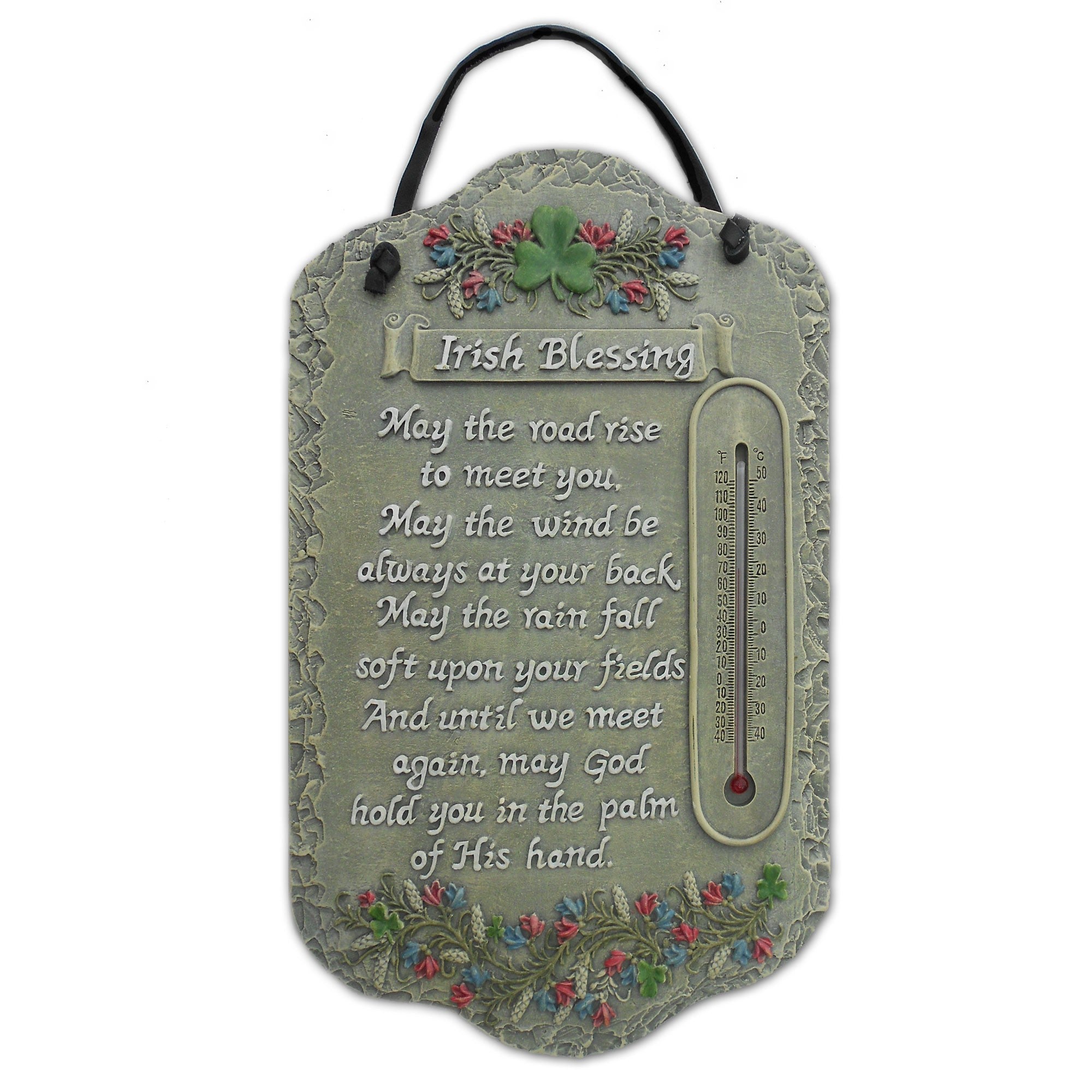 13" X 8" Gray Floral Irish Blessing Polyresin Wall Decor