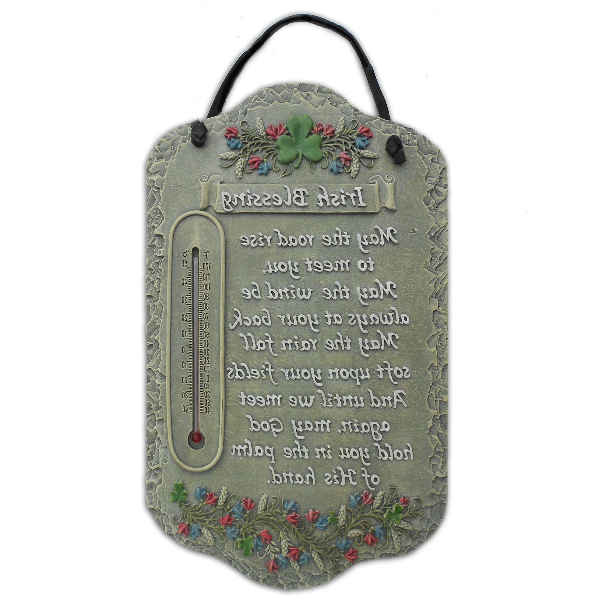 13" X 8" Gray Floral Irish Blessing Polyresin Wall Decor