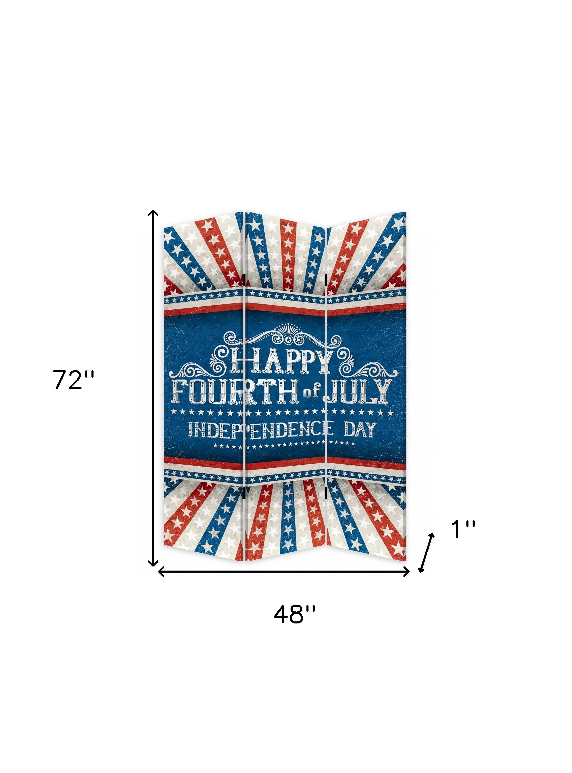 Happy 4th of July Three Panel Room Divider Screen