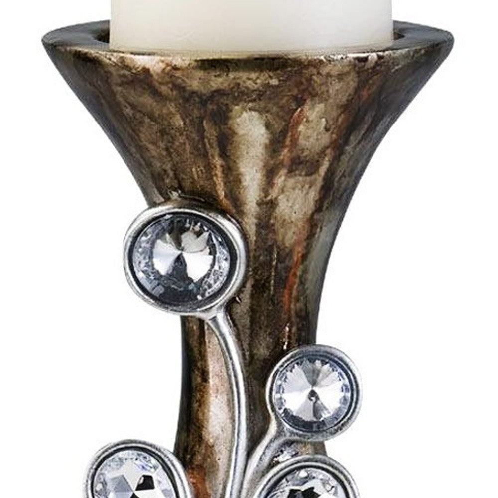 20" Ornate Faux Crystal Tabletop Pillar Candle Holder