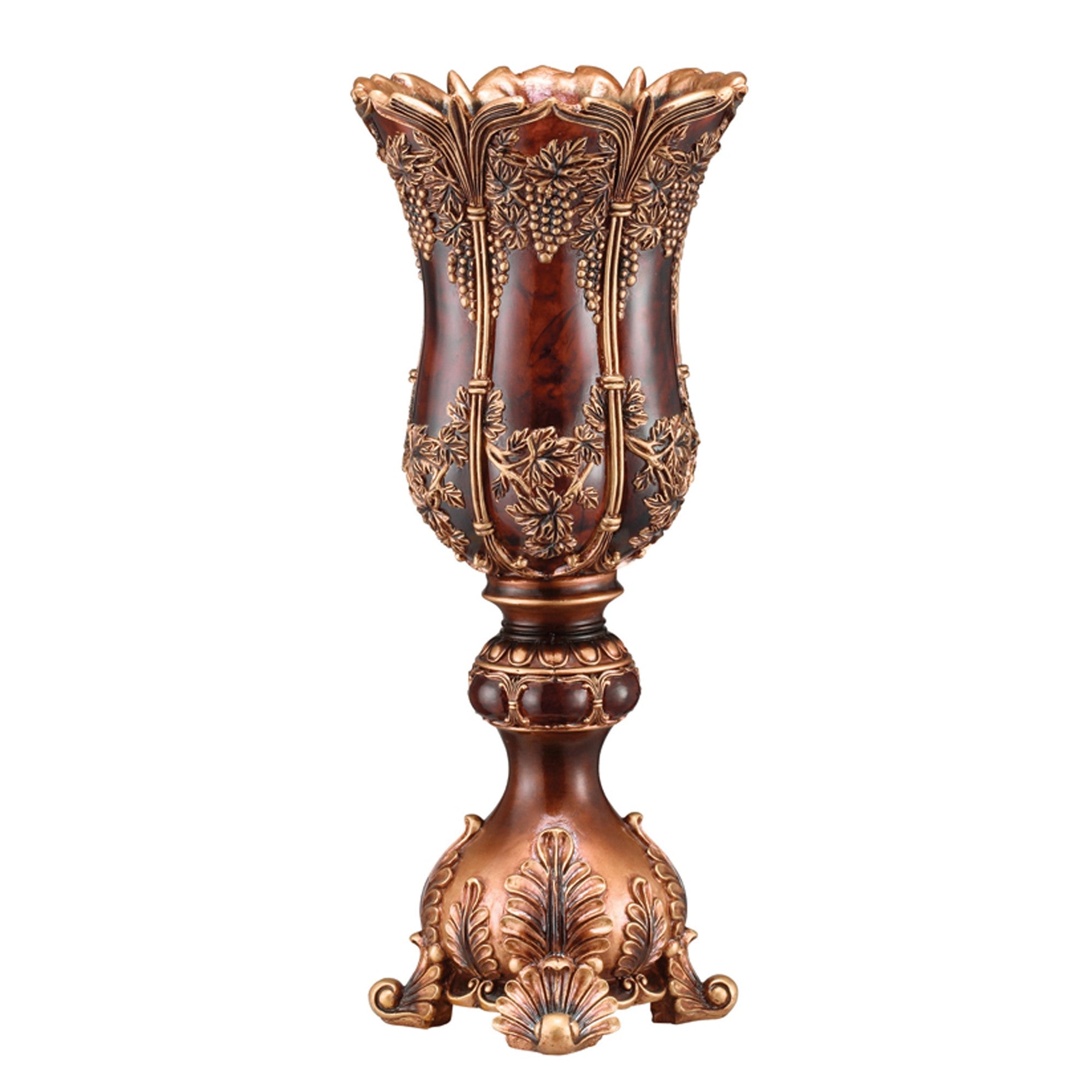 20" Red and Gold Polyresin Damask Novelty Urn