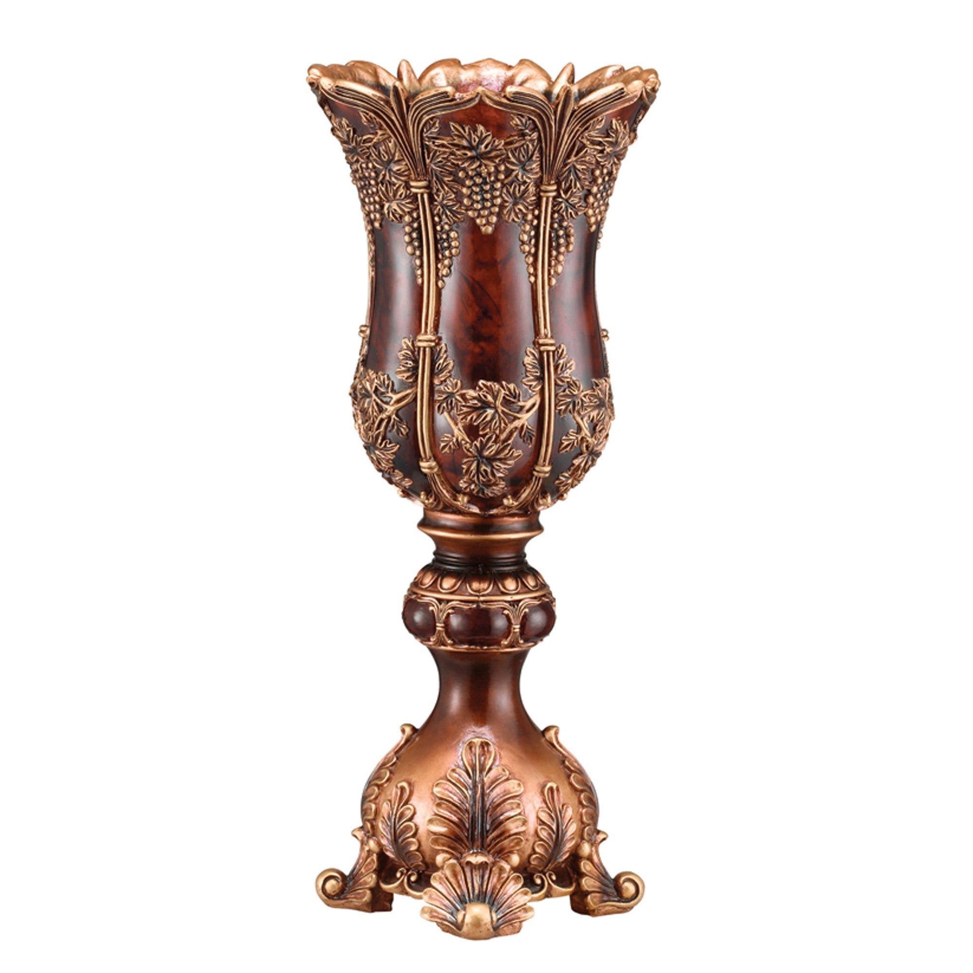 20" Red and Gold Polyresin Damask Novelty Urn