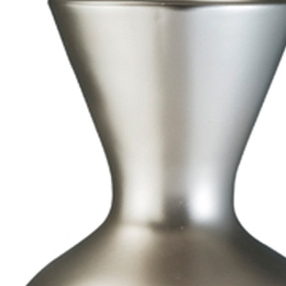 22" Brown and Silver Geometric Polyresin Floor Vase
