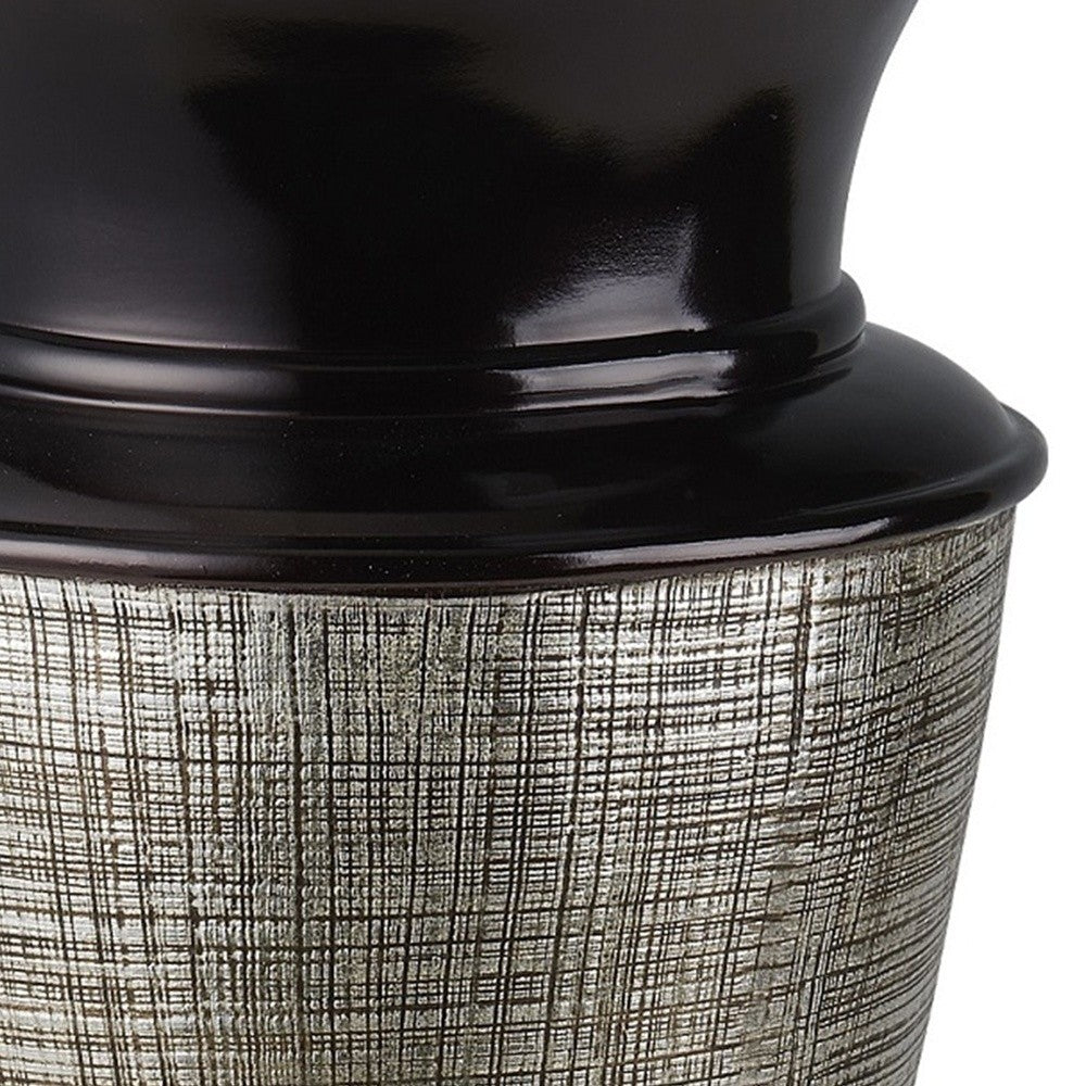 18" Black Silver and Gold Polyresin Urn Vase