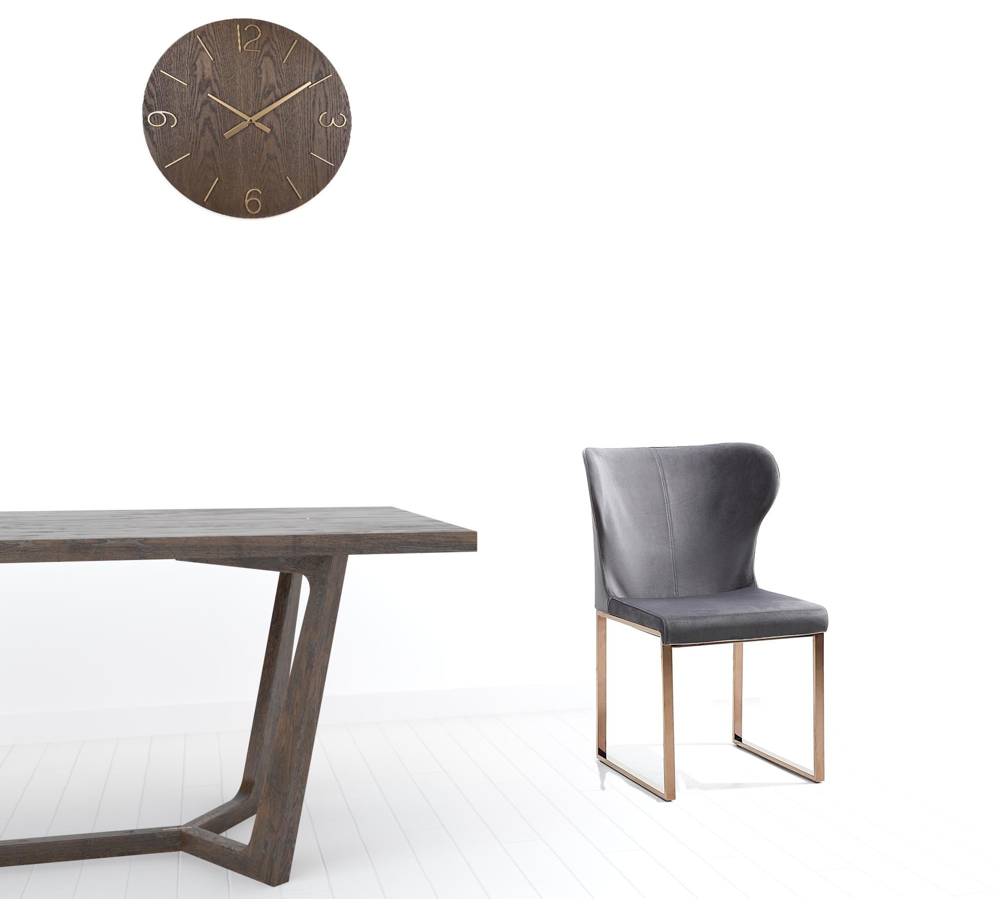 Gray and Gold Upholstered Fabric Wing Back Dining Side Chair