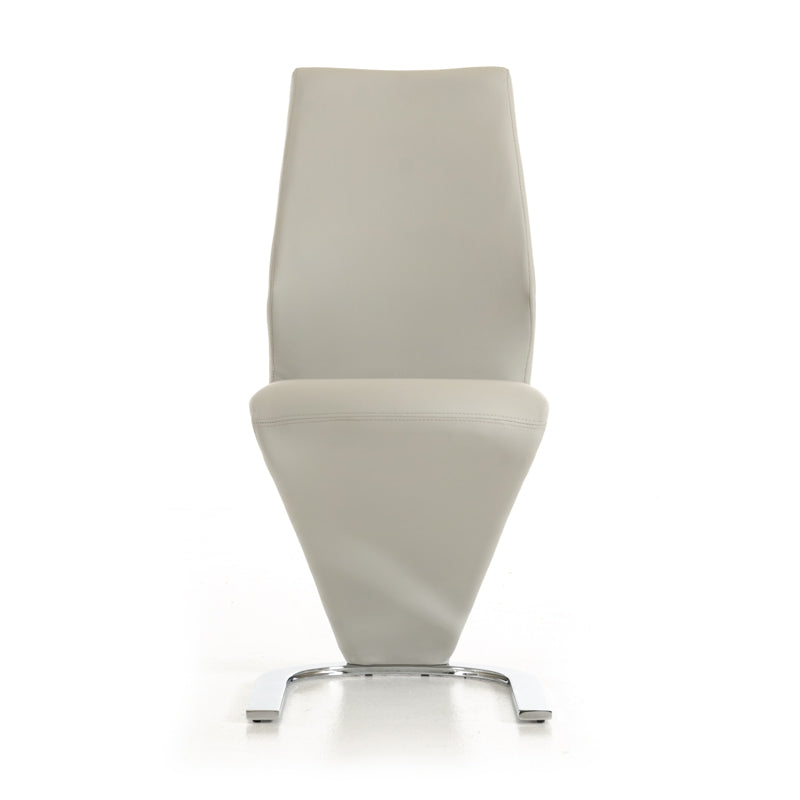 Set of Two White and Silver Upholstered Faux Leather Dining Side Chairs
