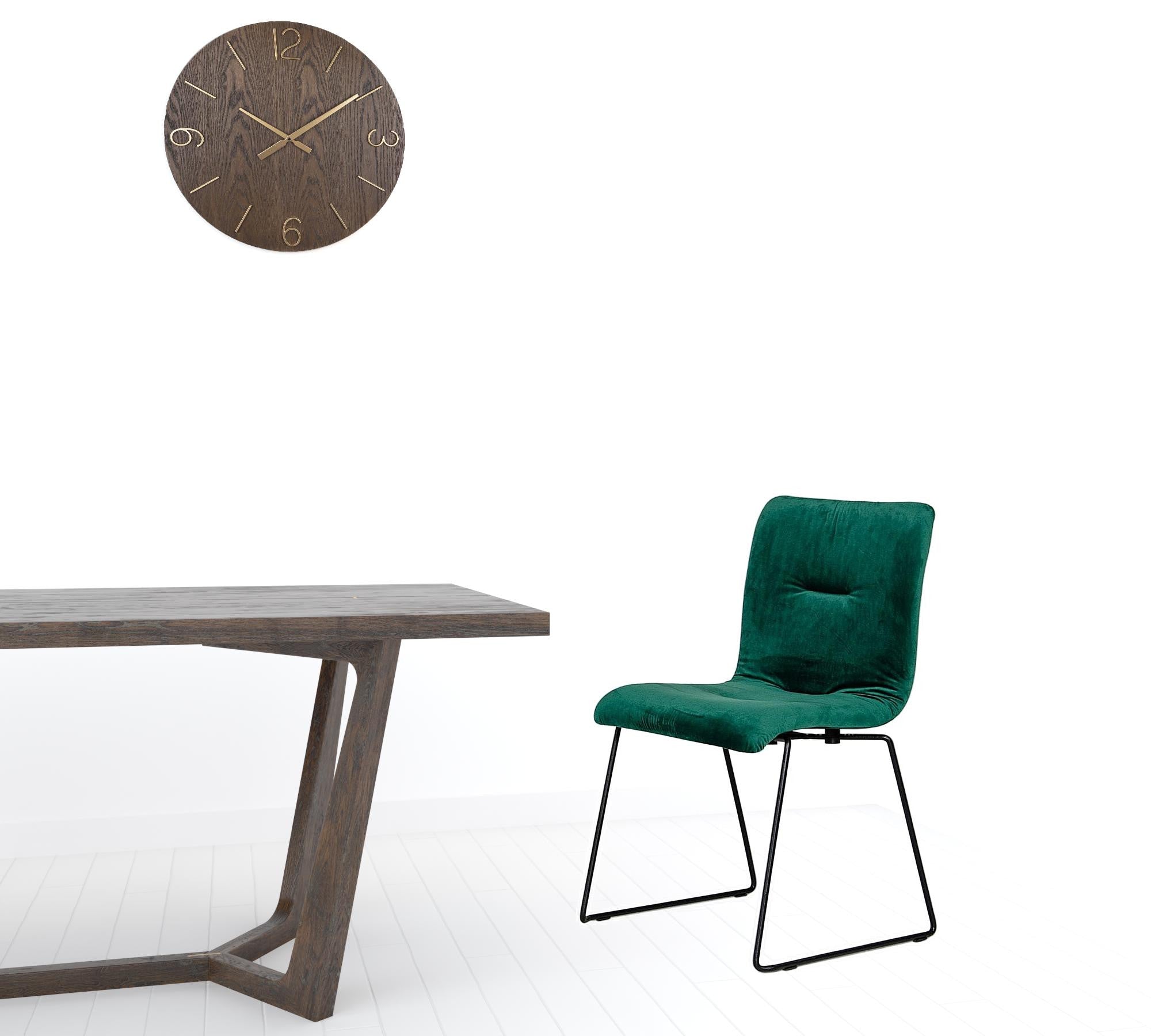 Set of Two Green and Black Upholstered Fabric Dining Side Chairs