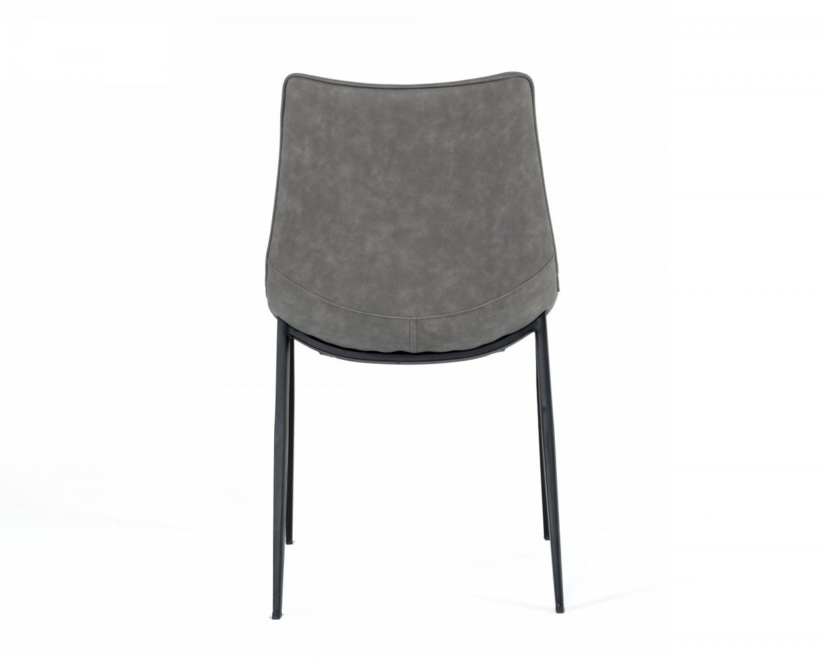 Set of Two Gray and Black Upholstered Faux Leather Dining Side Chairs