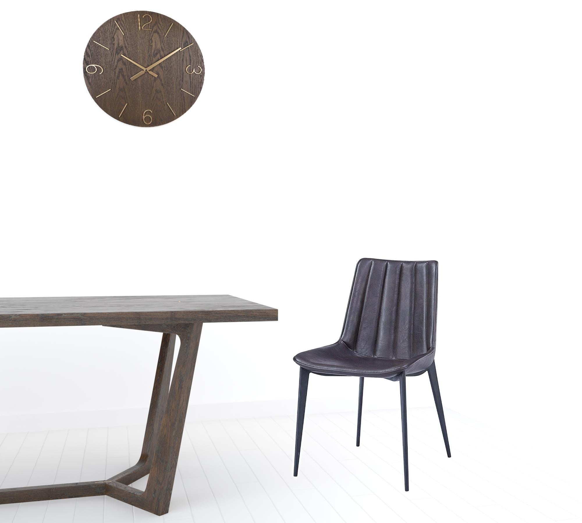 Set of Two Brown and Black Upholstered Faux Leather Dining Side Chairs