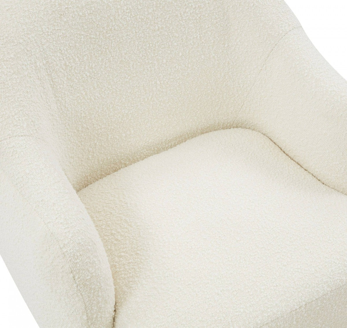 30" Off White And Gold Upholstered Swivel Arm Chair