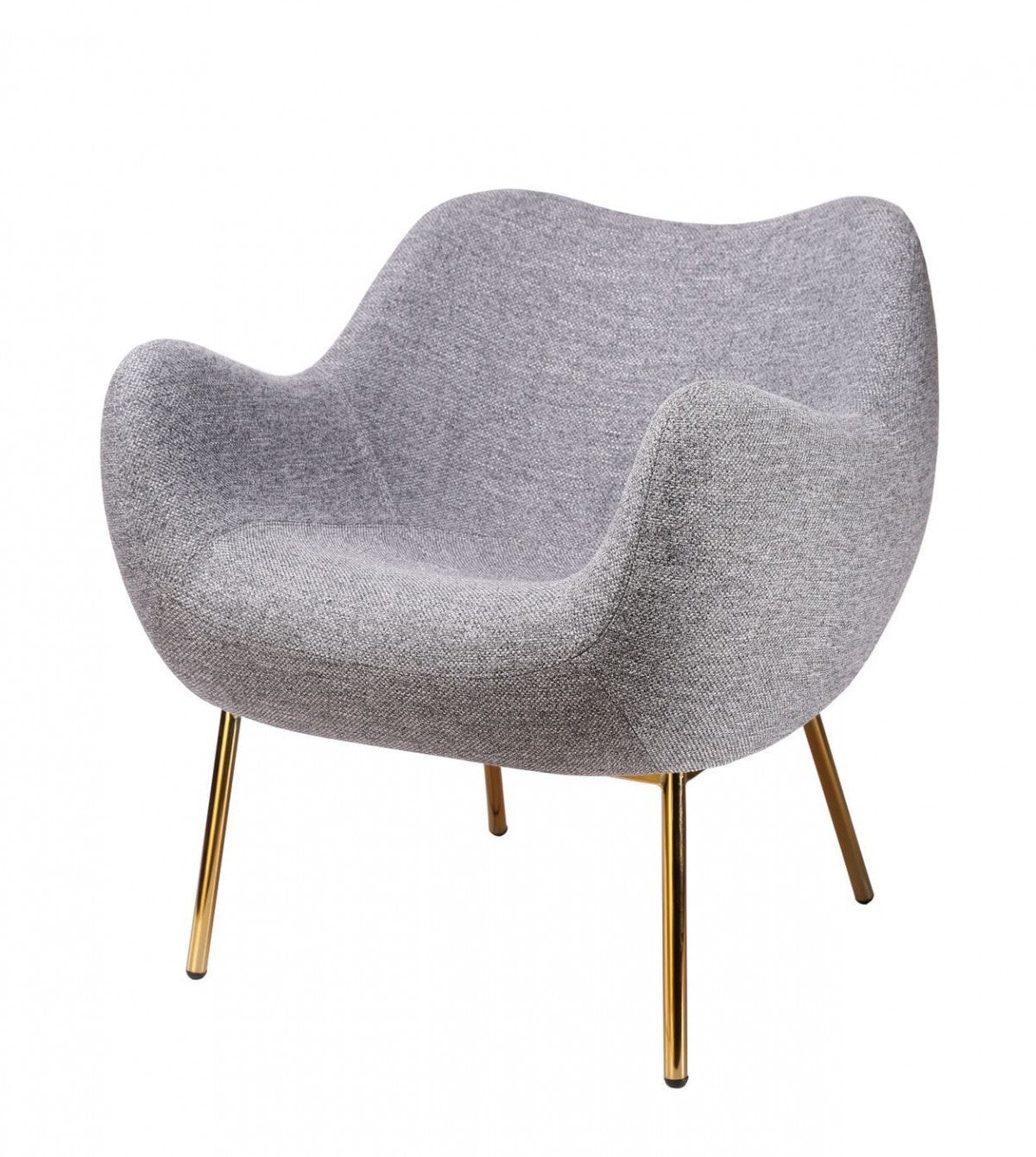 27" Gray And Gold Upholstered Wingback Chair