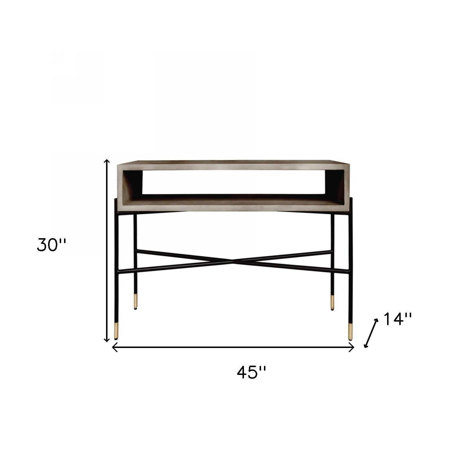 Industrial 45" Concrete And Metal Console Console Table