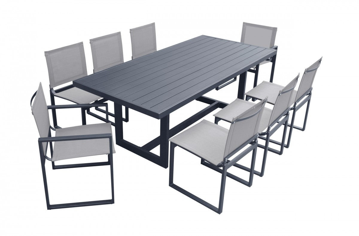 83" Charcoal Aluminum Outdoor Dining Table