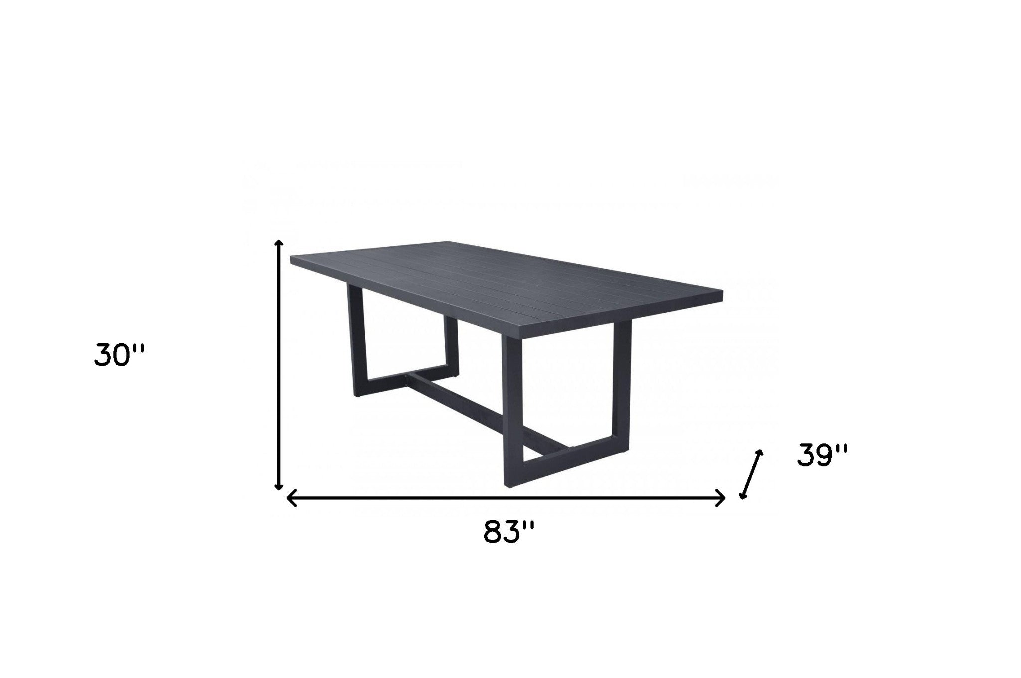 83" Charcoal Aluminum Outdoor Dining Table