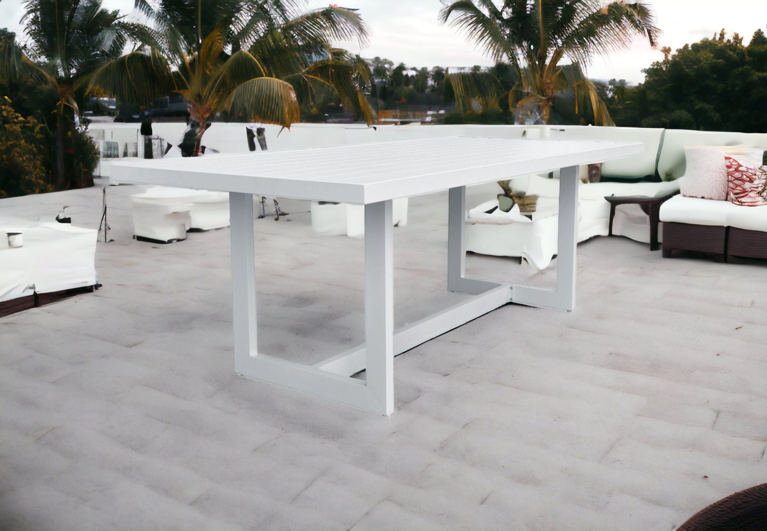 83" White Aluminum Outdoor Dining Table