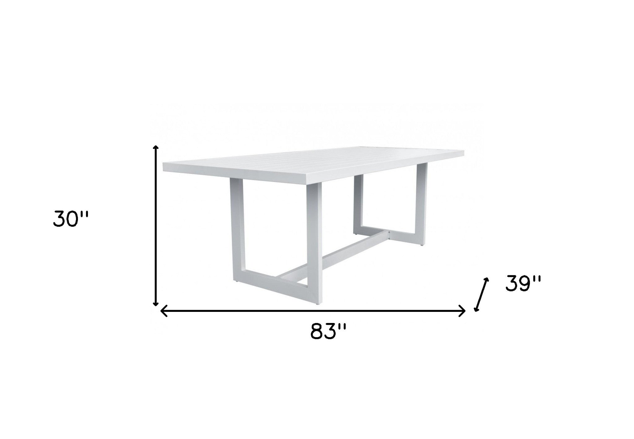 83" White Aluminum Outdoor Dining Table