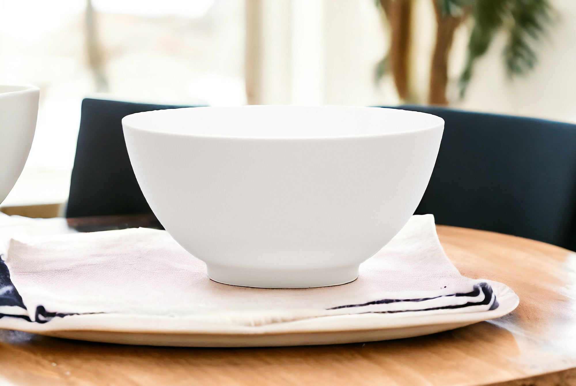 White Porcelain Large Round Serve Bowl