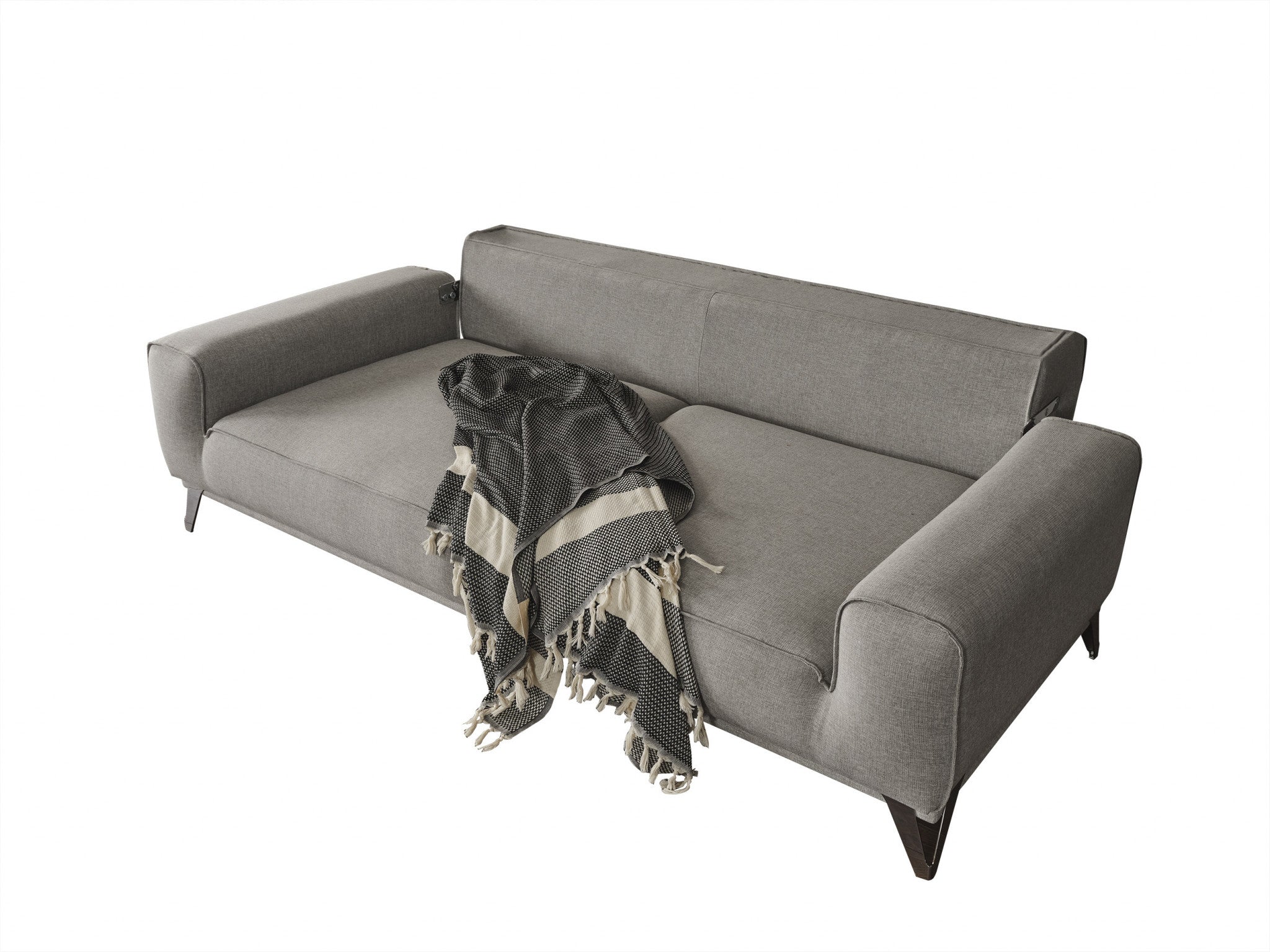 90" Linen Linen Sleeper Sofa And Toss Pillows With Silver Legs