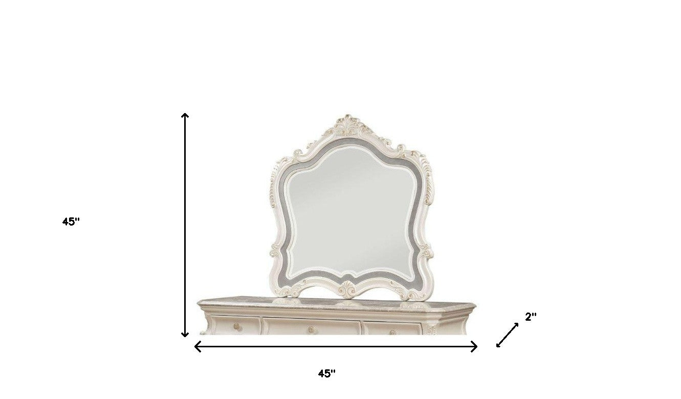 45" Pearl White Arch Dresser Mirror