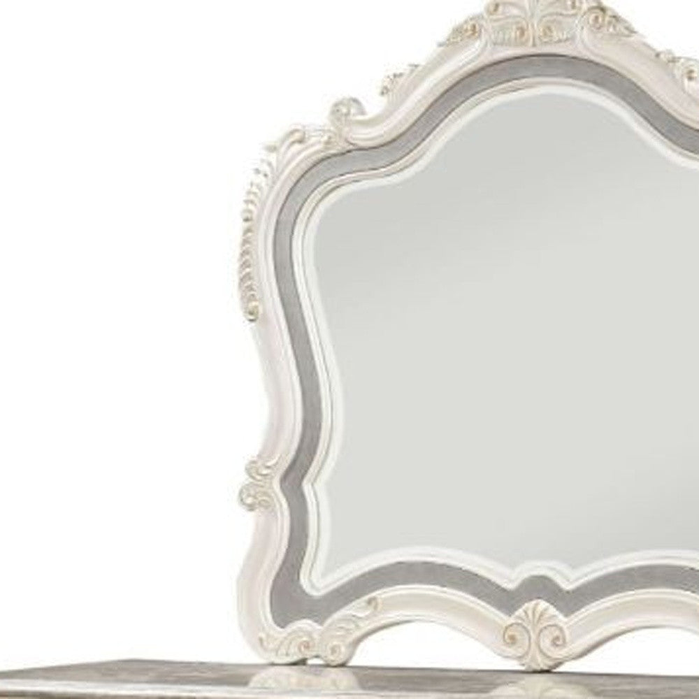 45" Pearl White Arch Dresser Mirror
