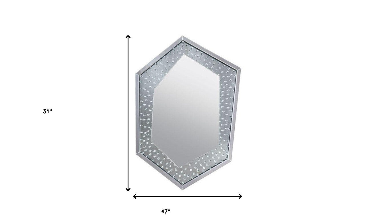 47" Mirrored & Faux Crystals Irregular Accent Mirror