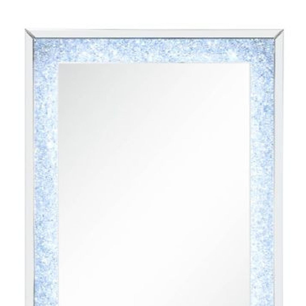 47" Mirrored & Faux Diamonds Lighted Accent Mirror