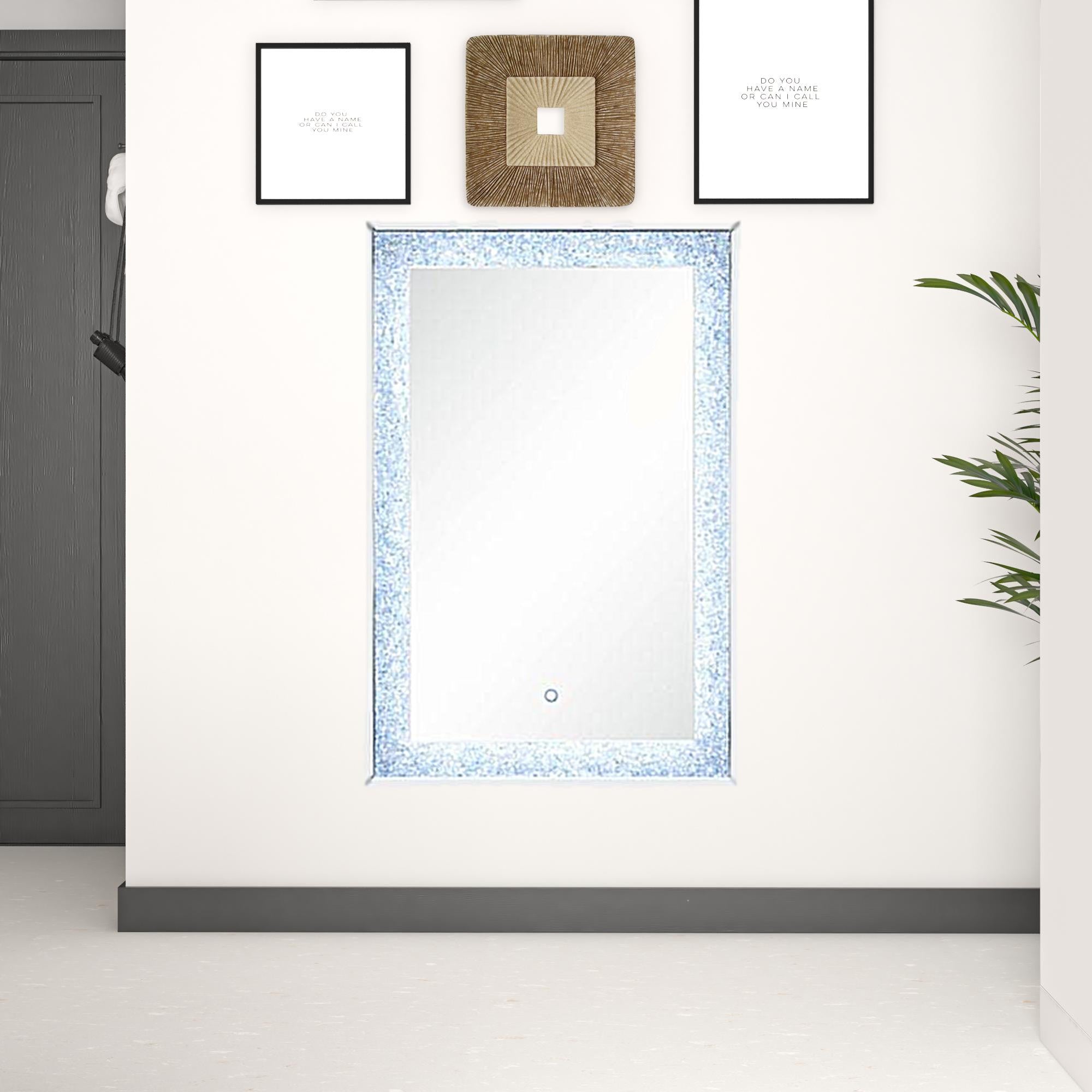 47" Mirrored & Faux Diamonds Lighted Accent Mirror