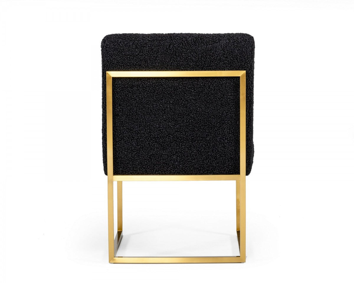 Set of Two 23" Black And Gold Upholstered Parsons Chair