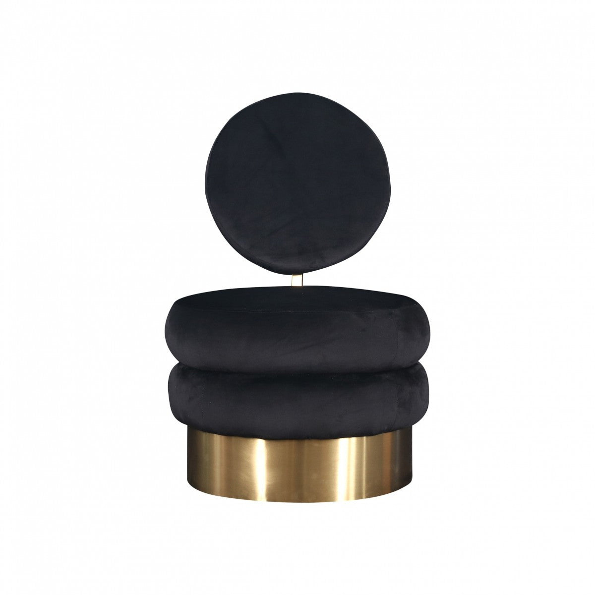 26" Black And Gold Velvet Barrel Chair