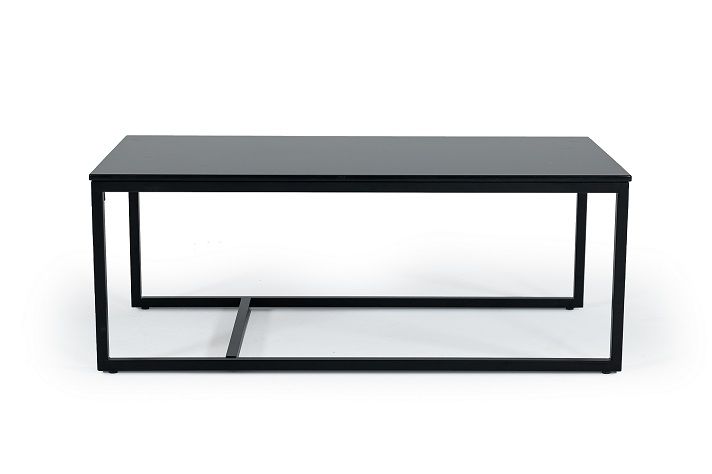 47" Black Faux Marble And Steel Frame Coffee Table