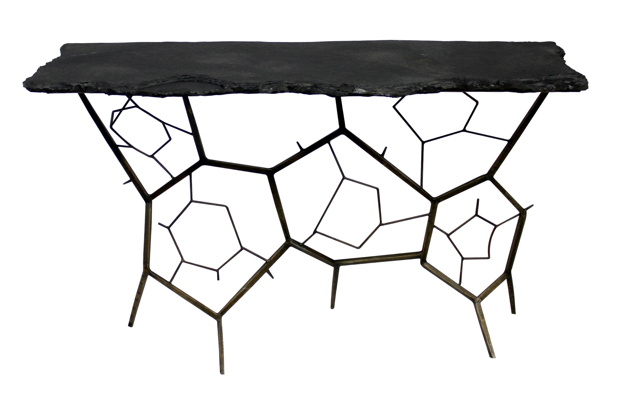 51" Black Stone Abstract Console Table