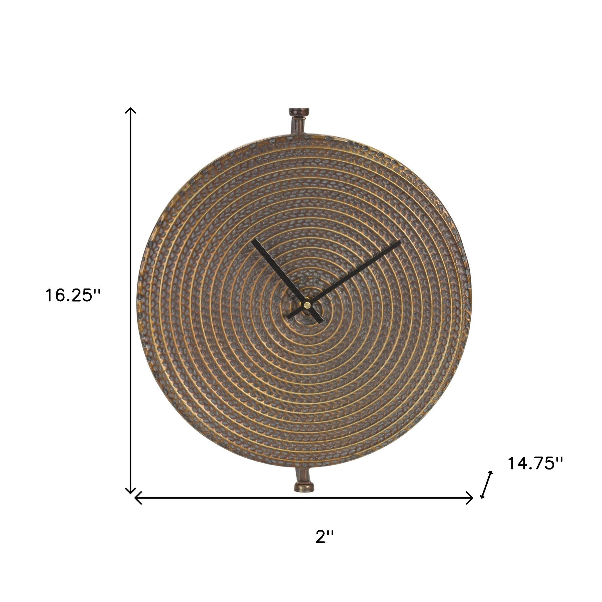 15" Circle Bronze Metal Analog Wall Clock